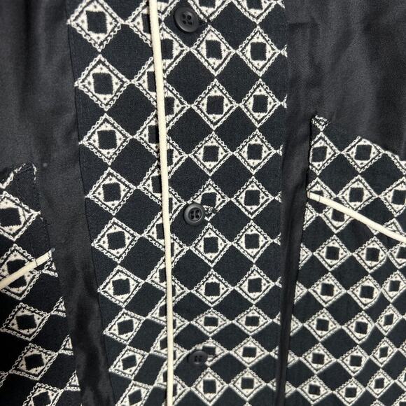 NEW NICHOLAS DALEY Mento Shirt Short Sleeve SIZE M Black Embroidery Linen JAPAN - Picture 8 of 14